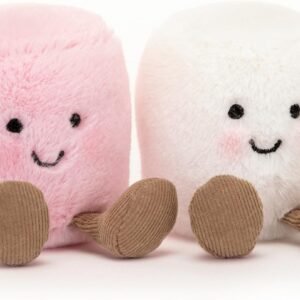 ellycat Amuseables Pink and White Marshmallows Stuffed Toy, 3.5 inches