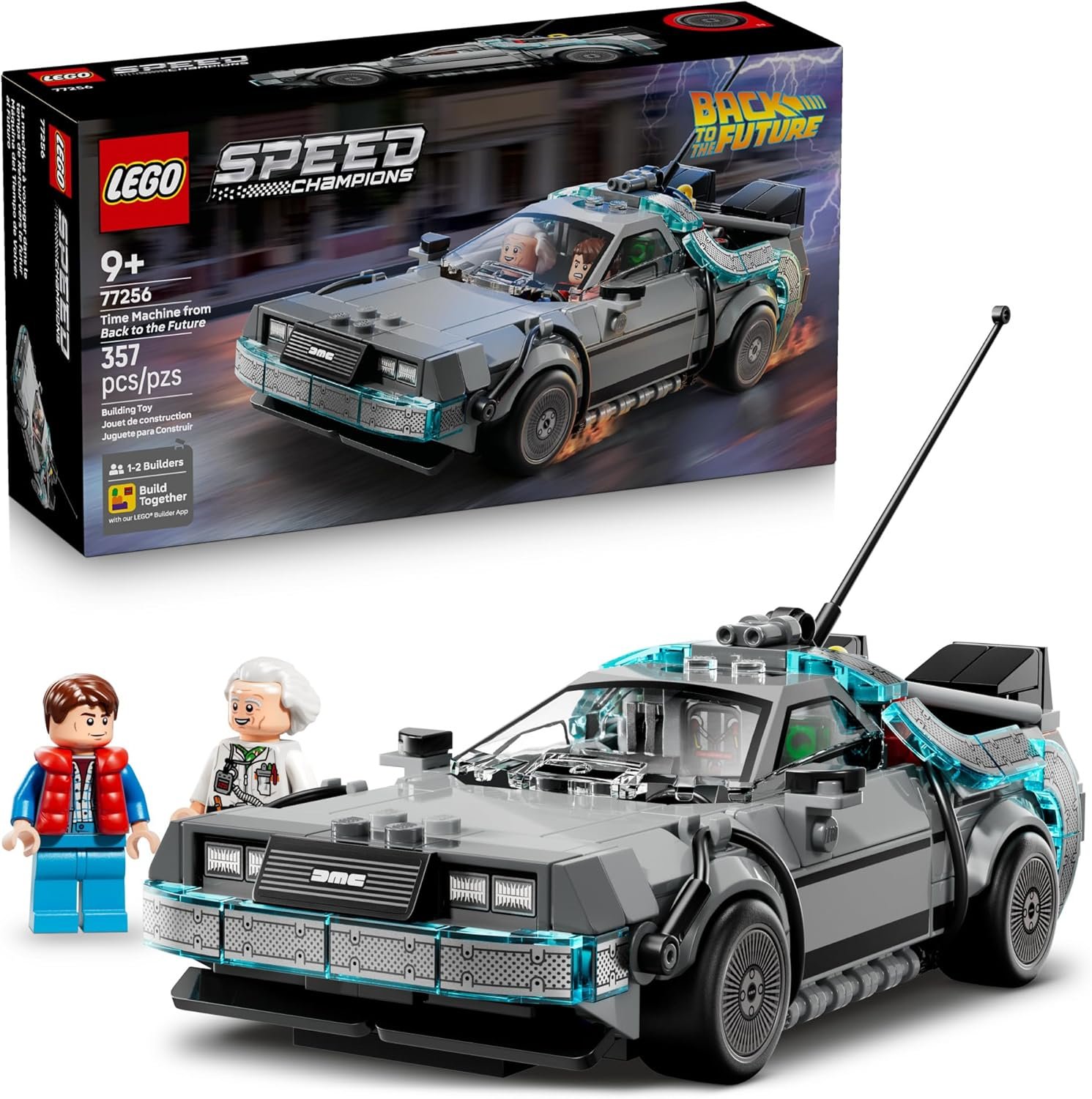 LEGO Speed Champions Time Machine from Back to The Future Building Toy for Kids - Pretend Play & Display Car Toy