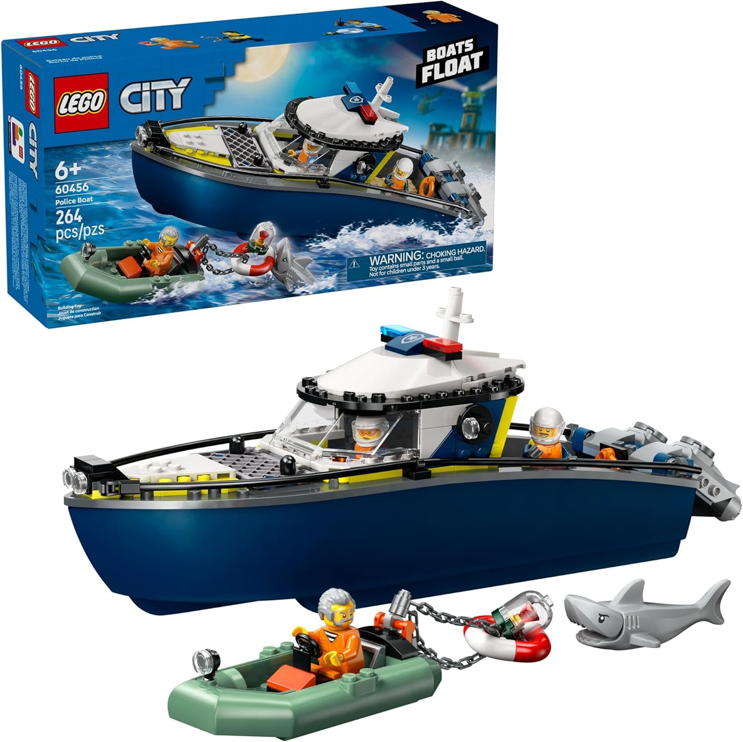 LEGO City Police Boat Chase Building Toy for Kids - Pretend Play Set for Boys & Girls, Ages 6+