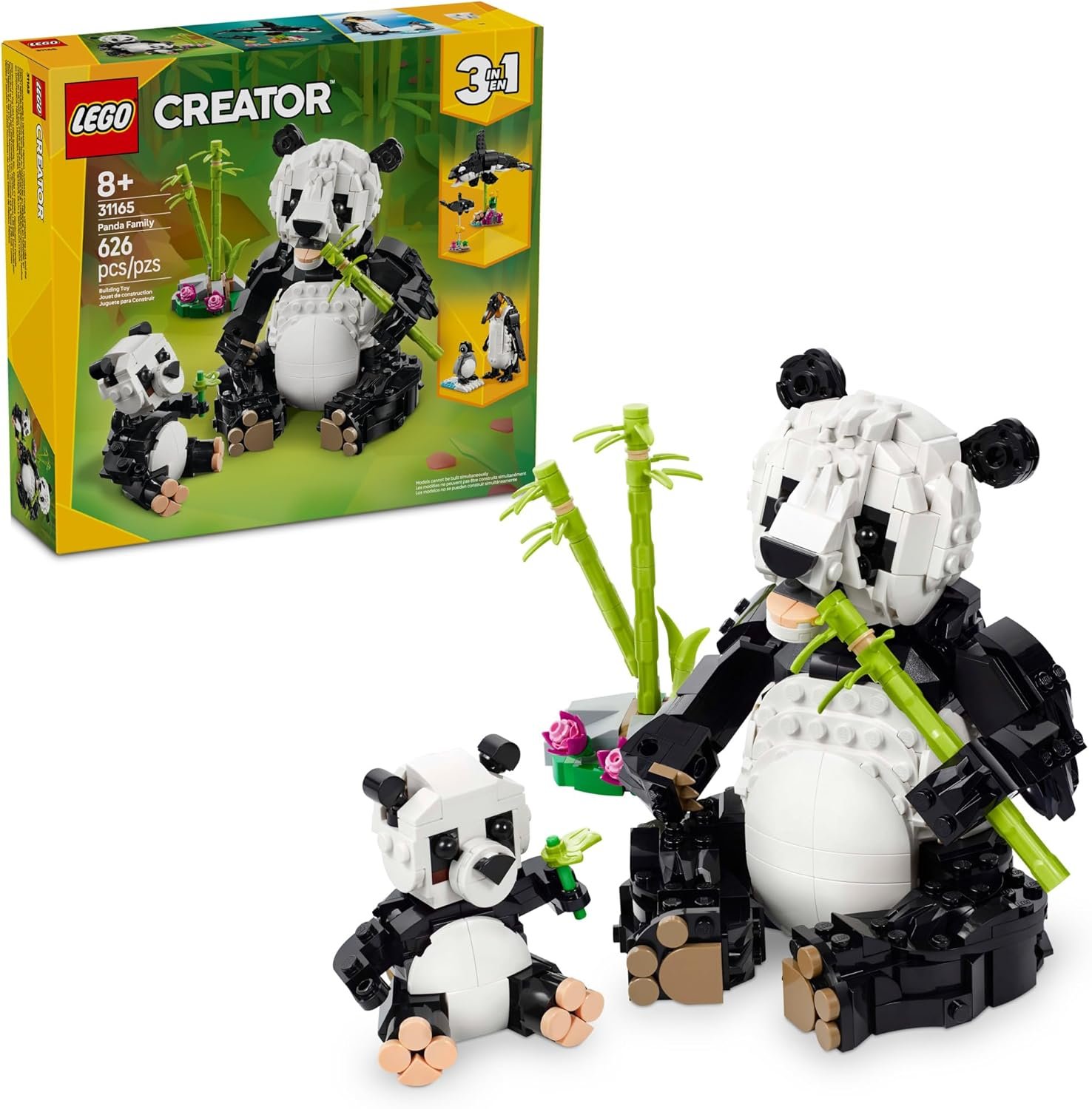LEGO Creator 3 in 1 Wild Animals Panda Family - Building Toy Kit for Kids with 3 Building Options, Panda, Penguin , Ora